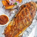 GRILLED CROAKER FISH WITH BOILS OR FRIES